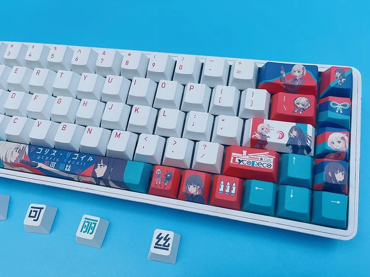 136 teclas LYCORIS Anime Lycoris Recoil Keycaps PBT Keycaps Chreey Keycaps Dye-sub Teclado mecánico - imagen 2