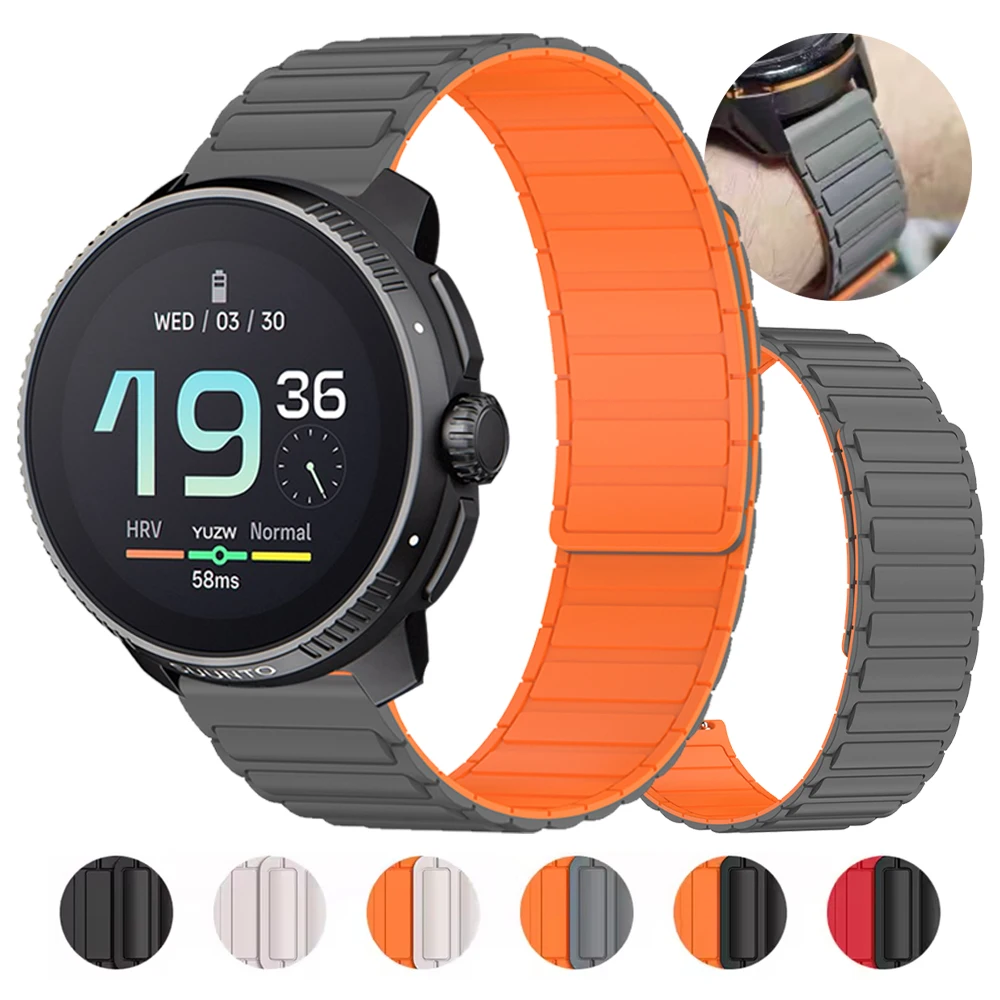 Correa de repuesto de silicona de 22mm para SUUNTO RACE S, pulsera magnética deportiva VERTICAL para SUUNTO 9 Peak DLC/PRO 5 PEA, correas de reloj suaves - imagen 2