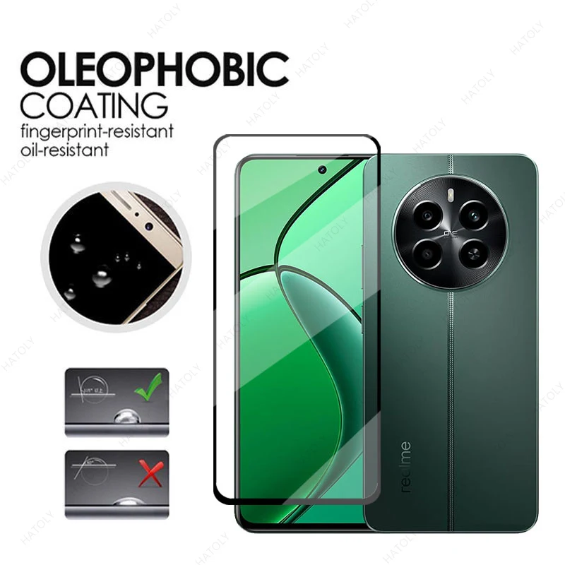 Para Realme 12 4G vidrio templado para Realme 12 4G Protector de pantalla cámara Len película HD pegamento completo vidrio para Realme 12 4G 12 Plus 5G