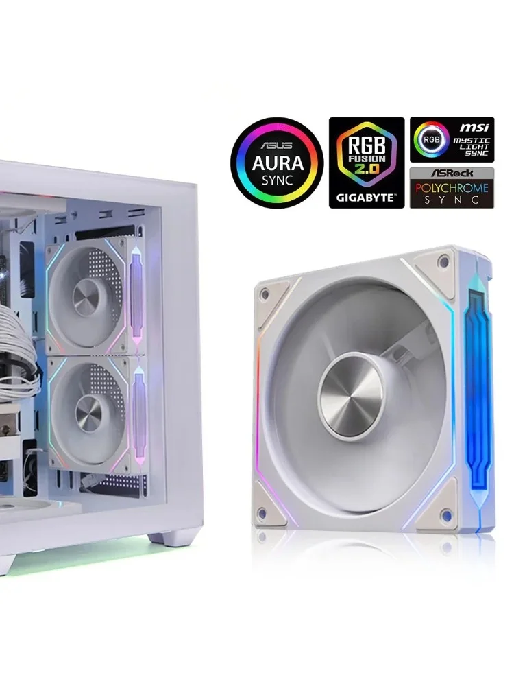 Ventilador blanco GEN4 RS de 120 mm, RGB direccionable con espejo infinito, sincronización de 12 V y 3 pines, PWM de 800-1800 RPM, ideal para estuches y refrigeradores de líquidos - imagen 4