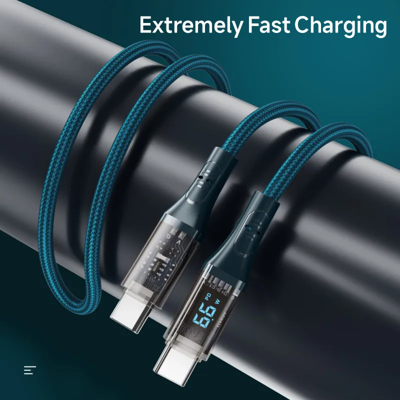 PD 66W USB C Cable Digital Display Fast Charging Type C Wire for Samsung Xiaomi Huawei Phone Data Cord USB TypeC to Typc C Cable - imagen 3