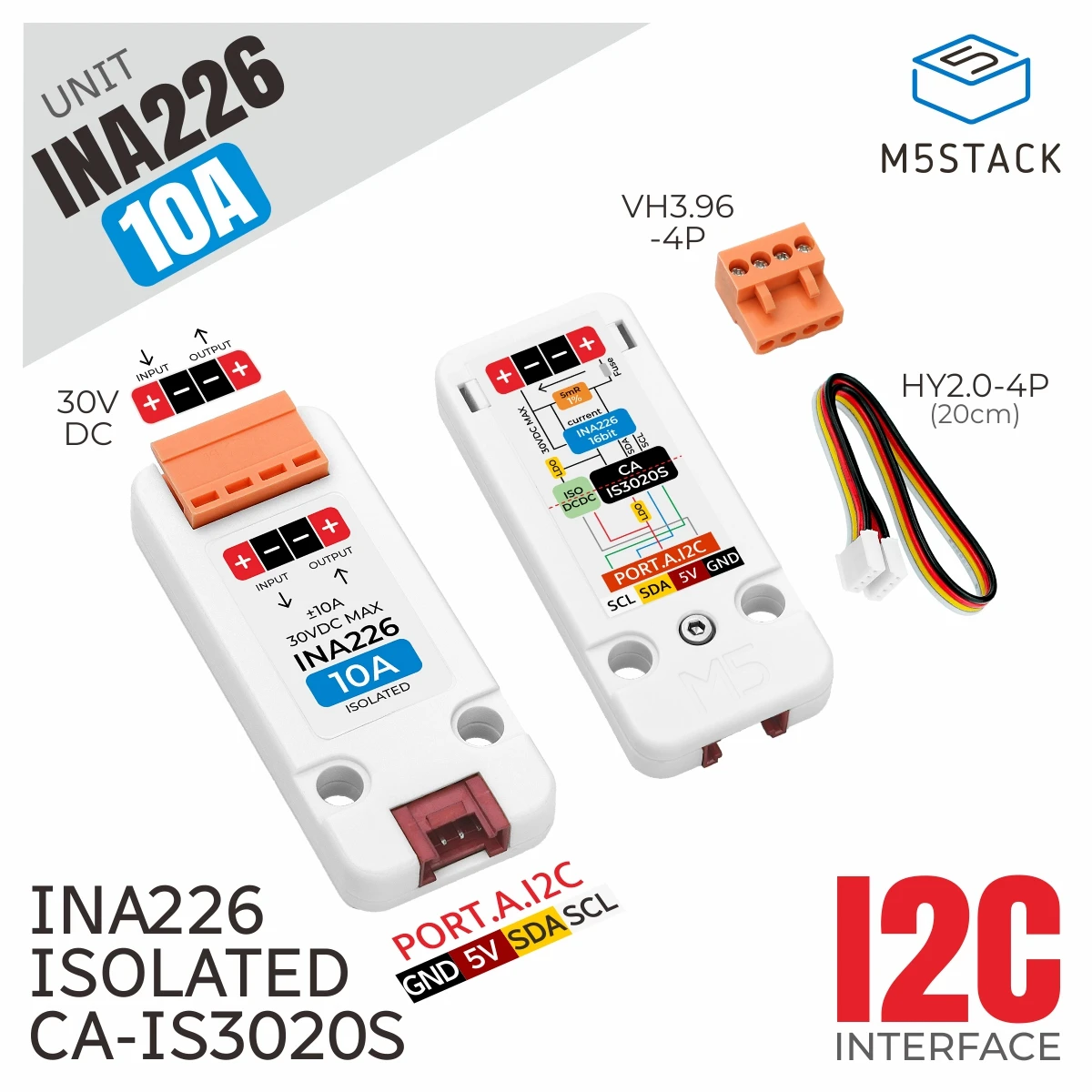 Unidad de monitor de potencia de voltaje de corriente oficial INA226-10A M5Stack