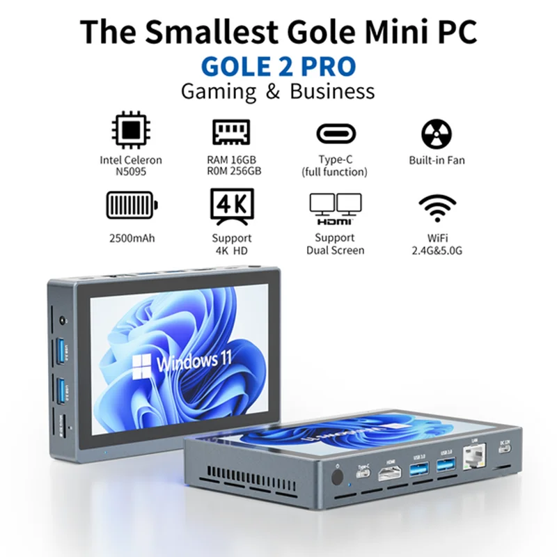 Higole Gole 2 Pro Intel N5095 Mini PC Window 11 WiFi5 8/16GB 256GB 2500mAh 4K ordenador de escritorio pantalla táctil 5,5 ''Windows Tablet - imagen 2