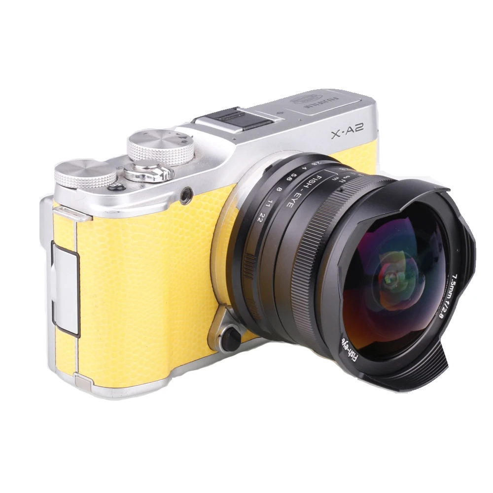 Lente Manual ojo de pez Ultra gran angular F2.8 Mark II de 7,5mm para Sony NEX Fuji FX Micro M4/3 Canon EOS-M M50 M100 Canon RF sin espejo - imagen 4