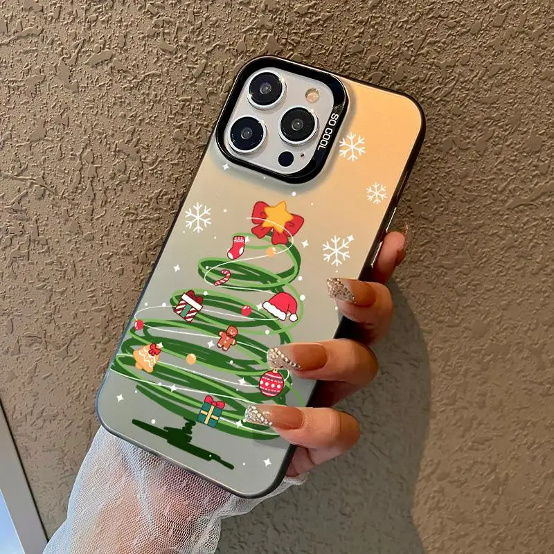 Funda acrílica de árbol de Navidad para iPhone 16 15 14 Pro Max 13Mini carcasa protectora de pantalla a prueba de golpes - imagen 4