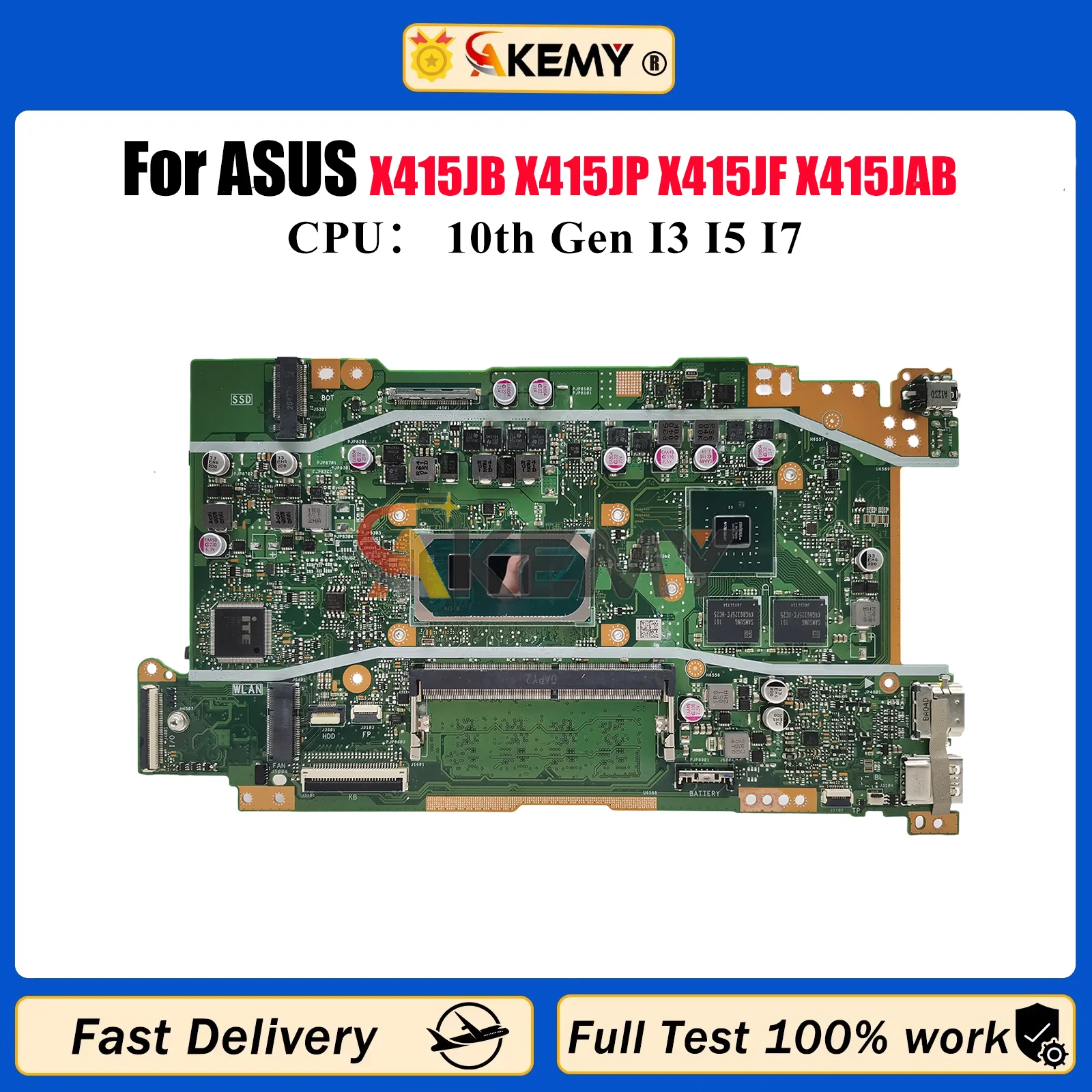 Placa base para ordenador portátil X415JP para ASUS VivoBook X415J V4200J V5200J A416J X415JP X415JF X415JAB con prueba de CPU I3 I5 I7 OK