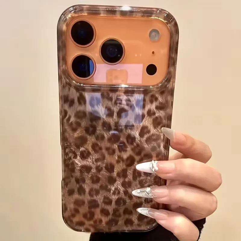 Funda de teléfono con estampado de leopardo marrón elegante para iPhone 17 Pro Air 16 15 14 13 12 14 Pro Max 16E X XR XS Max Plus cubierta a prueba de golpes - imagen 4