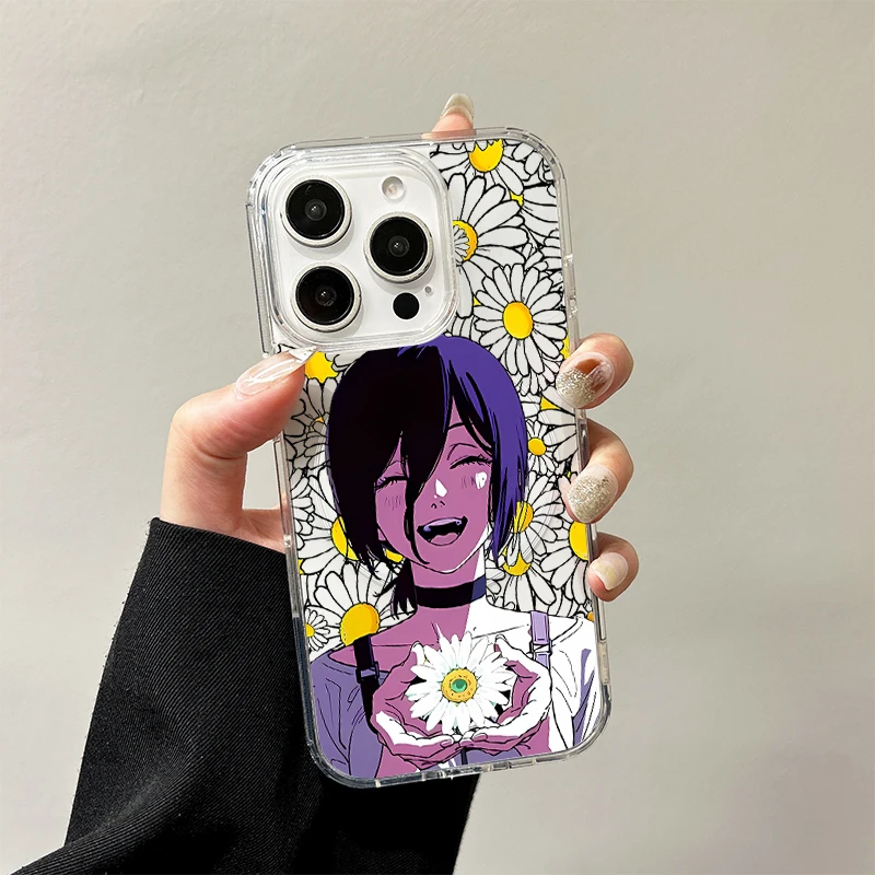 Funda de carga inalámbrica Anime C-Chainsaw Mans para iPhone 17 Air 16 E 15 14 Plus 13 12 Mini 11 Pro Max funda de silicona transparente