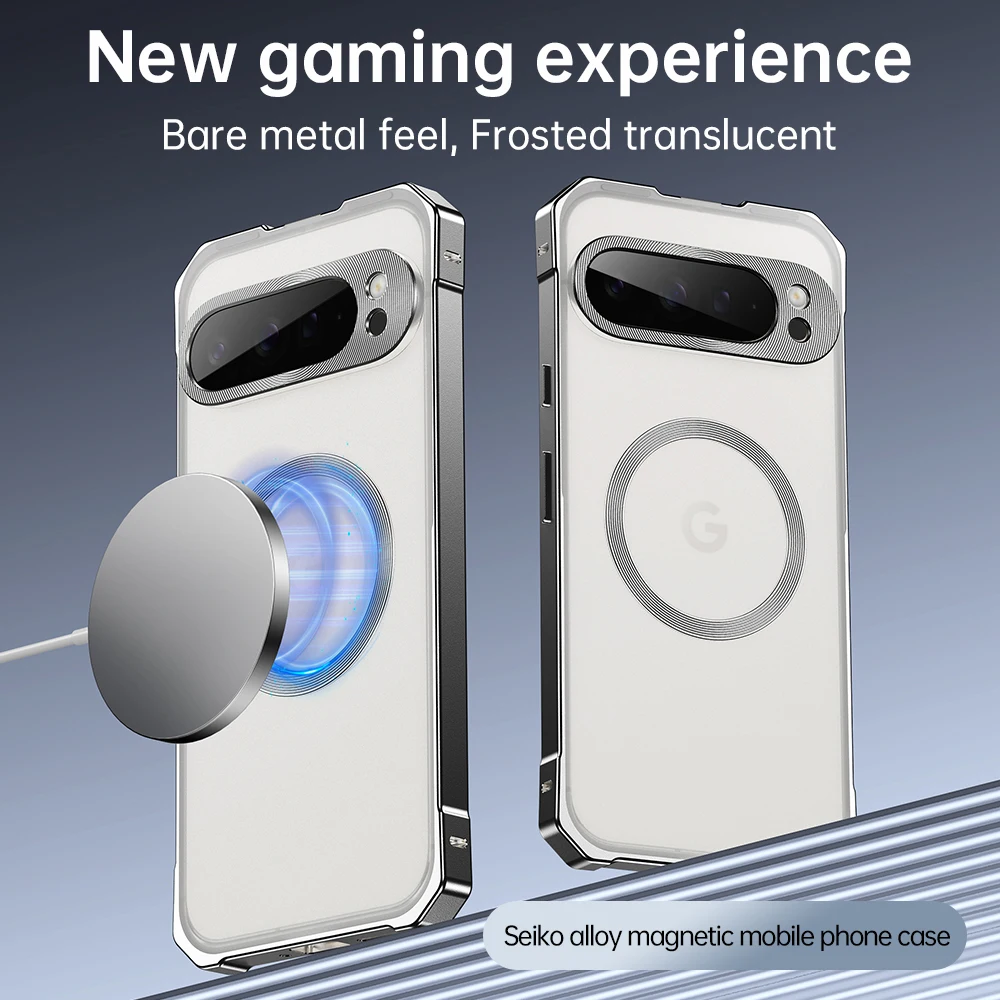 Funda magnética de aleación de aluminio para Google Pixel 9 Pro 8, funda de cargador inalámbrico de metal, fundas antigolpes para Pixel 8 Pro XL Pixel9