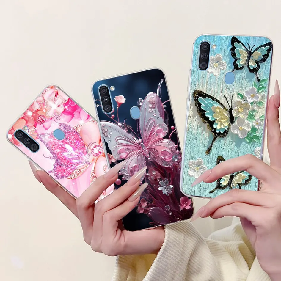 Para Samsung Galaxy A11 Funda A115 A115F Funda nueva moda flor reina Funda transparente de silicona suave para Samsung M11 M115F Etui - imagen 2