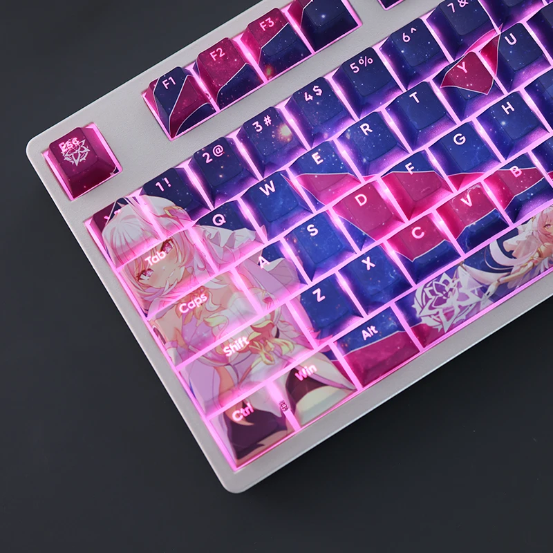 108 teclas/juego Honkai Impact 3 Elysia Keycap PBT Dye Sub retroiluminado Keycaps dibujos animados Anime Gaming Key Caps para ANSI 61 87 104 108 - imagen 3