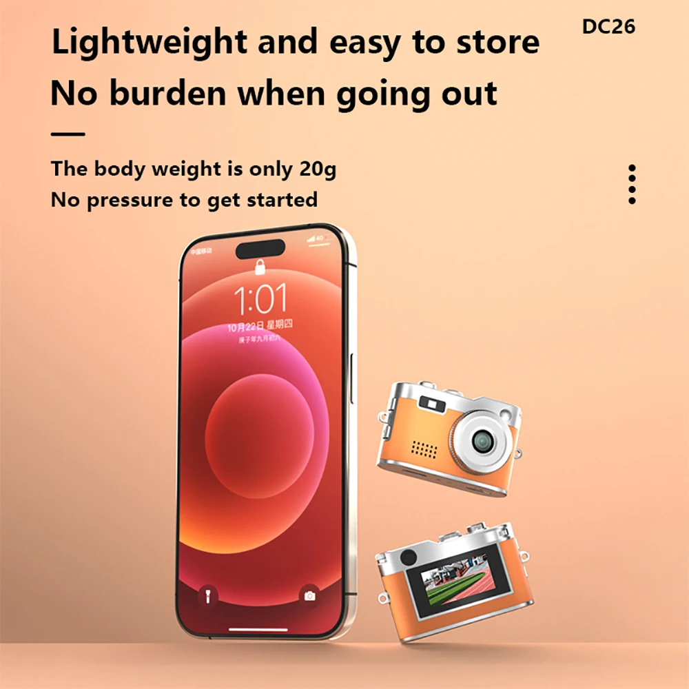 Mini cámara Digital Retro para Campus, cámara fotográfica HD para viajes al aire libre, cámara portátil para niños con pantalla de 0,96 pulgadas, cámara de vídeo portátil - imagen 5