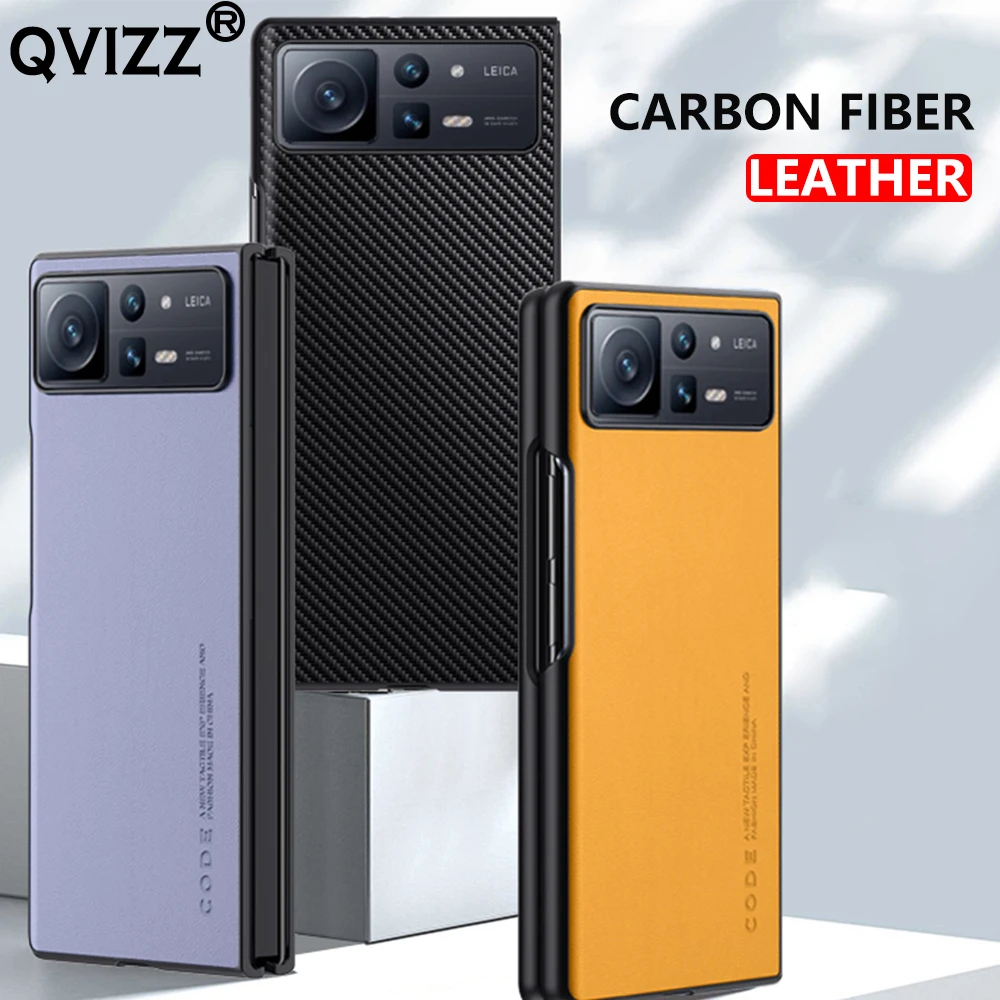 Funda de cuero de lujo para Xiaomi Mix Fold 2, armadura de fibra de carbono a prueba de golpes, bordes suaves, cubierta de teléfono para Xiaomi MixFold MixFold2 - imagen 2