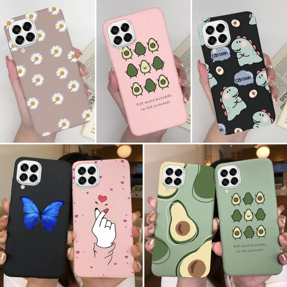 Para Samsung Galaxy M33 5G Funda corazón de dibujos animados de silicona mate a prueba de golpes Funda de teléfono para SamsungM33 GalaxyM33 M 33 Funda Shell TPU