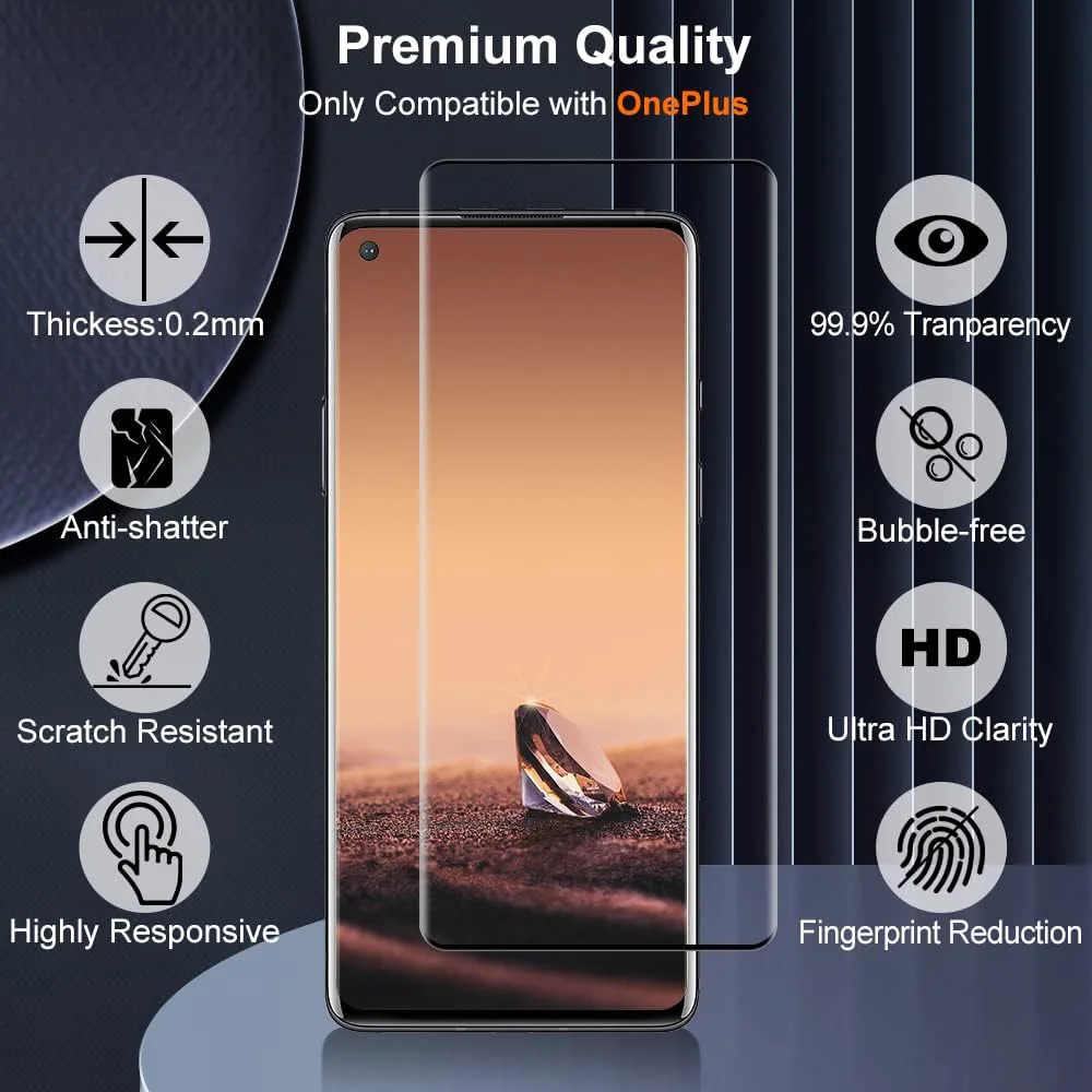 Para OnePlus 9 Pro 3D curvado cuatro lados pegamento vidrio templado - imagen 4