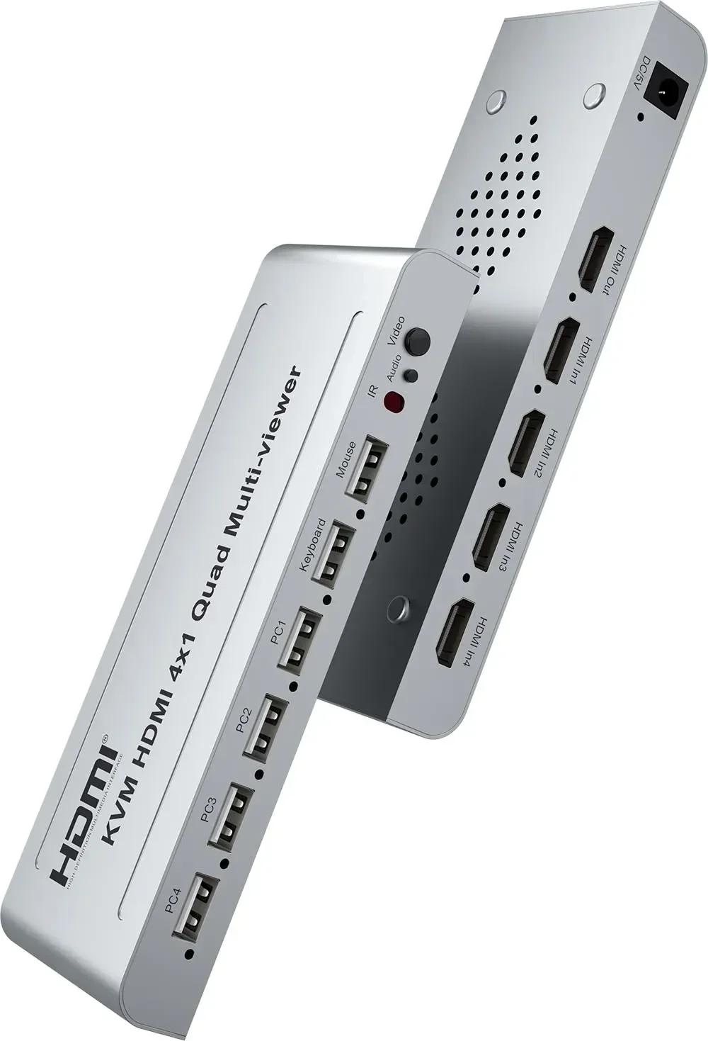 1080P HDMI KVM 4X1 Quad multivisor 4 pantalla de TV divisor de vídeo HDMI multivisor interruptor continuo puede ratón a través de 4 PC portátiles - imagen 3