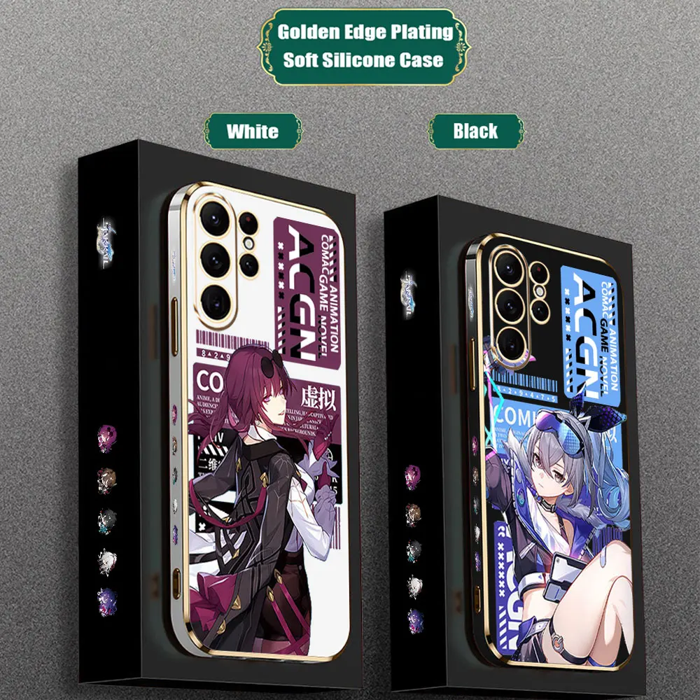 Funda de teléfono Kafka Silver Wolf Honkai Star Rail S24Ultra para Samsung Galaxy S24 S23 S22 S21 S20 Ultra Fe S10 S9 Plus, cubierta chapada