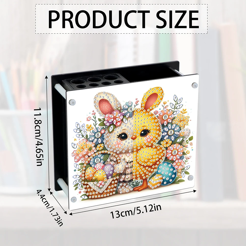 Acrílico de forma especial Día de Pascua 5D DIY pintura de diamante portalápices pintura de diamante portalápices arte artesanal para decoración de escritorio - imagen 5