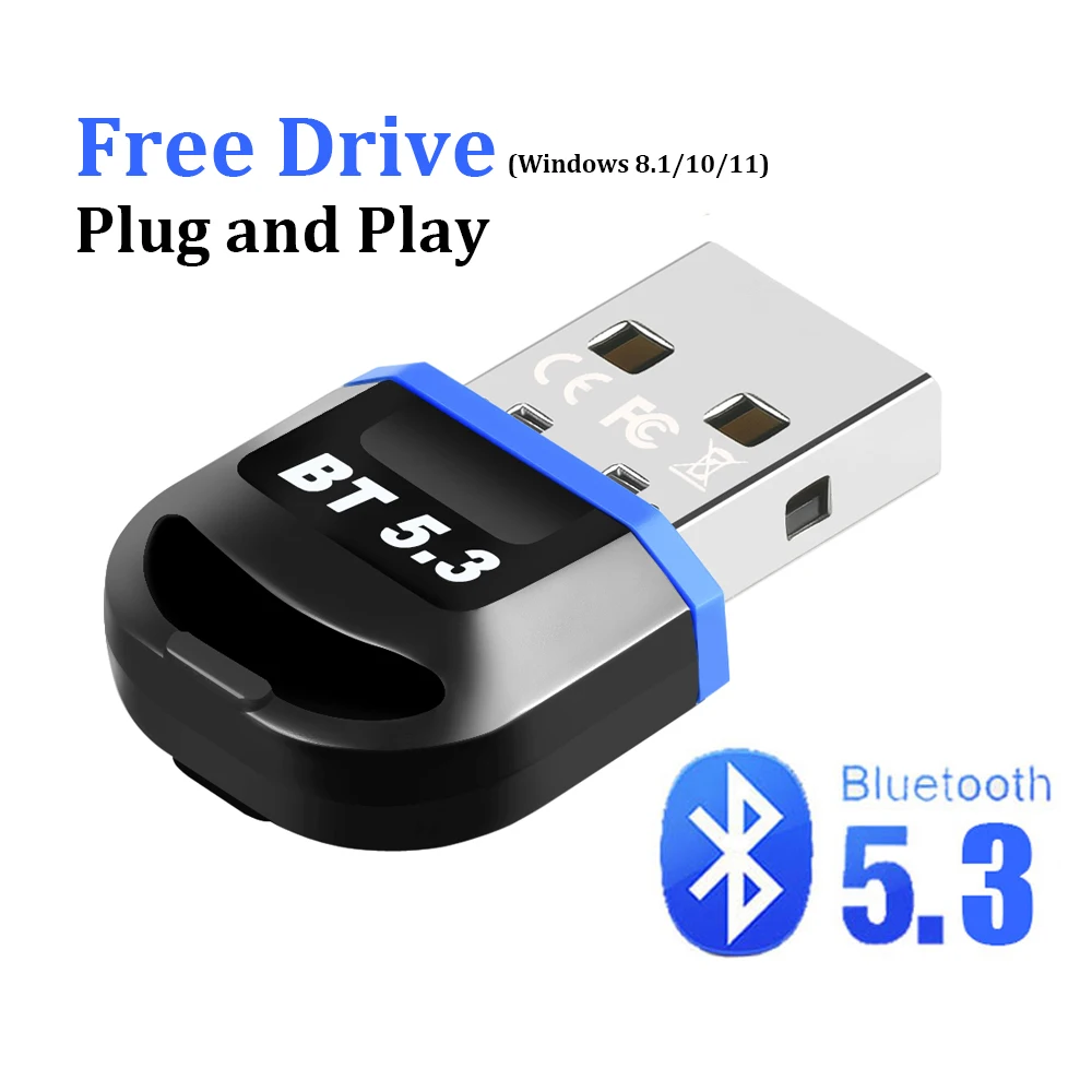 Adaptador Bluetooth para Pc Usb Bluetooth 5,3 Dongle Bluetooth 5,0 receptor para altavoz ratón teclado música transmisor de Audio