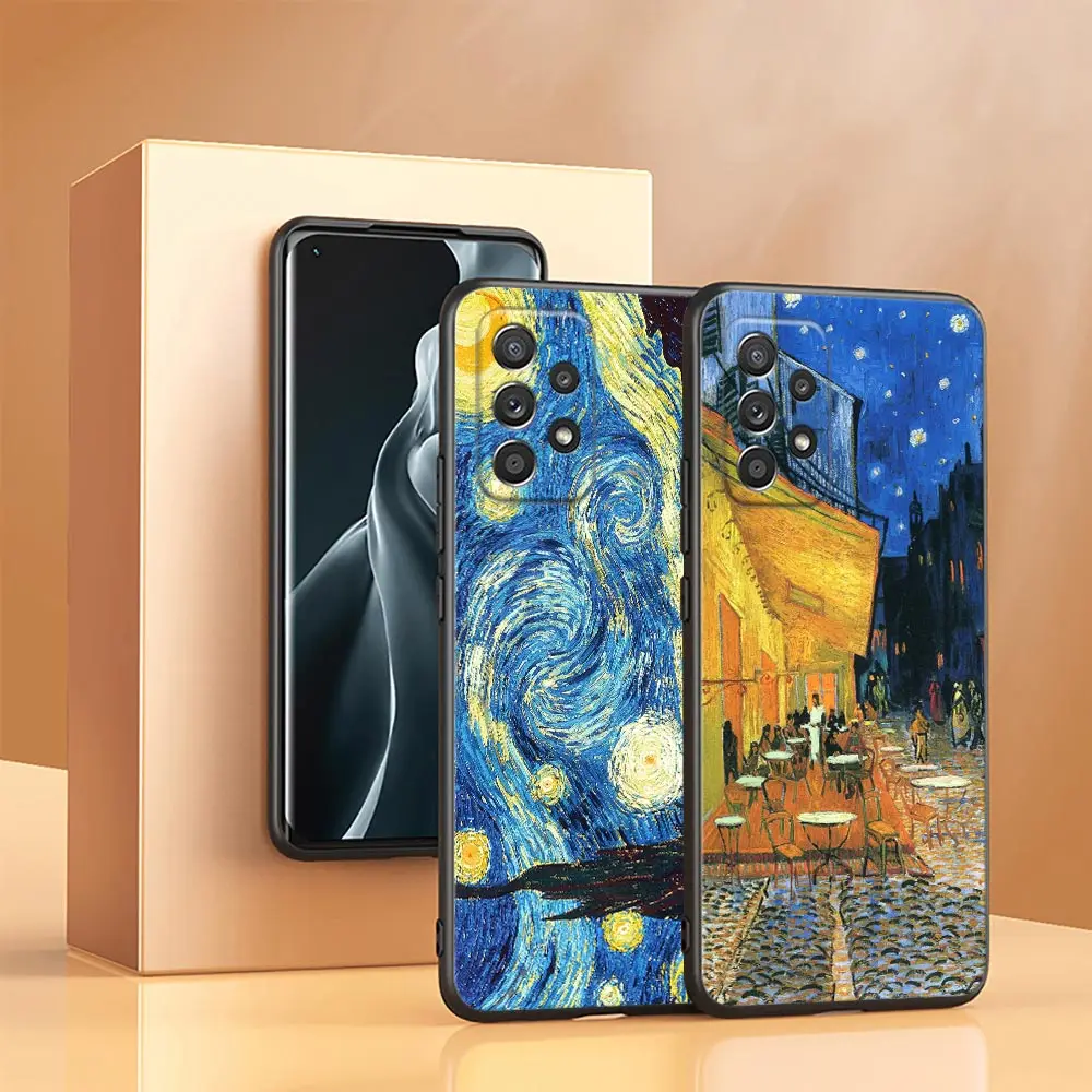 Funda con pintura de Van Gogh para Samsung A23 5G, fundas A13 A24 A23 A12 A14 A21s A22 A03 A04 S, funda para cafetería, terraza, noche estrellada, girasol - imagen 2