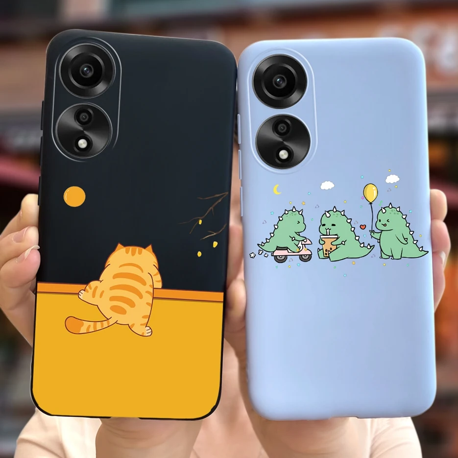 Para Oppo A78 4G funda CPH2565 Linda funda pintada de dibujos animados de moda funda de teléfono de silicona suave para Oppo A78 A78 OppoA78 5G mate Coque - imagen 2