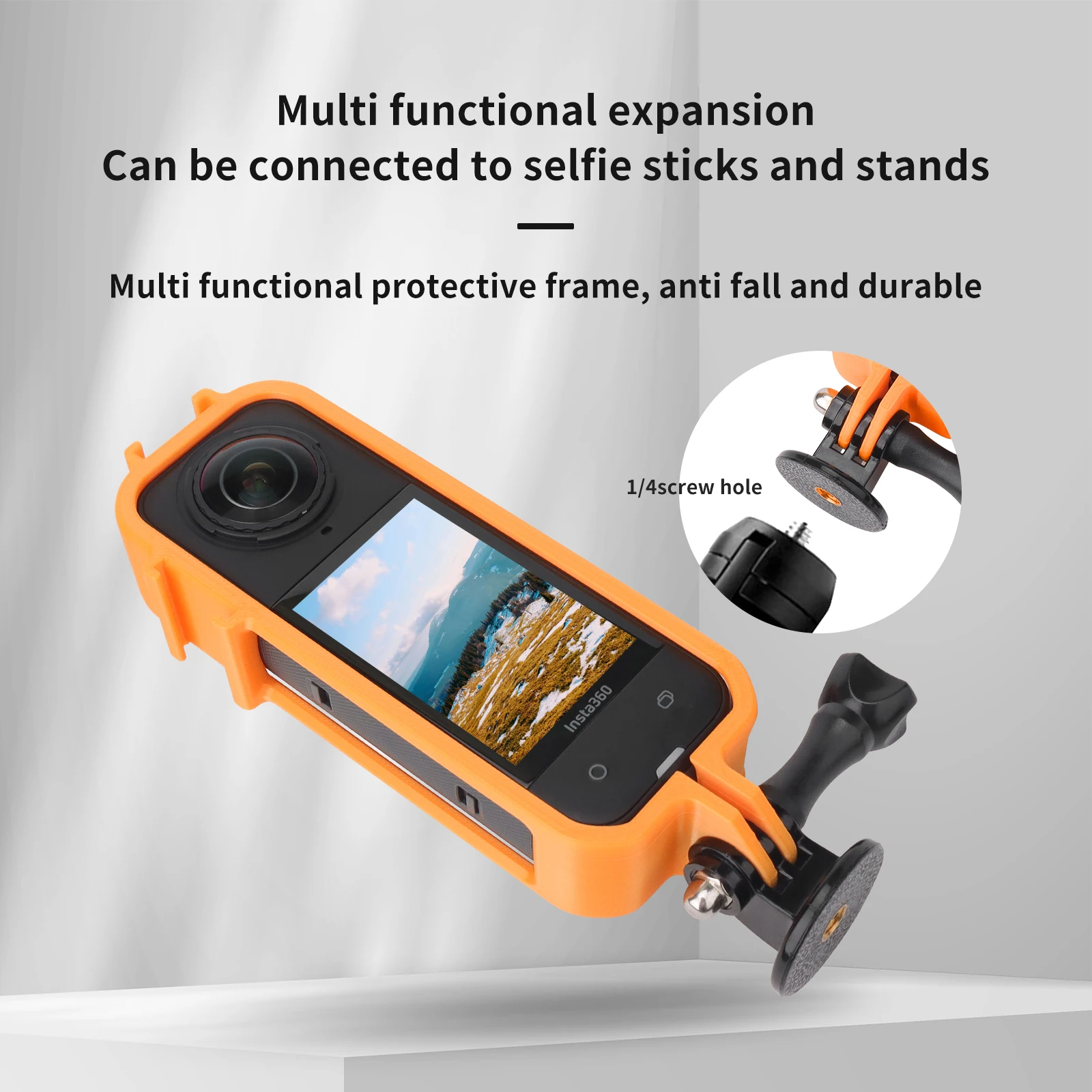 Jaula de marco para Insta360 X5, carcasa protectora con soporte para zapata fría, Compatible con accesorios Insta 360 X5 - imagen 2