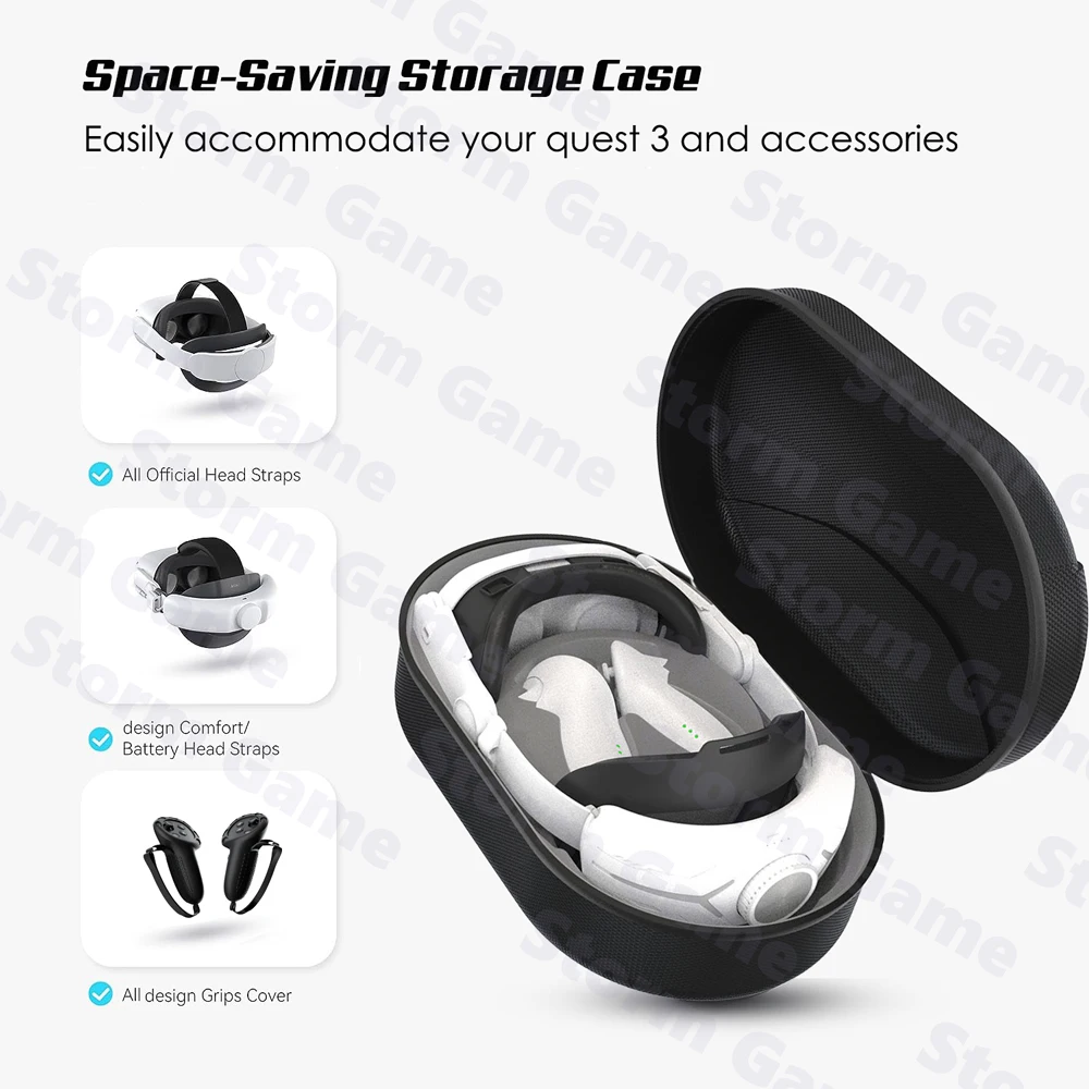 Estuche rígido de transporte Compatible con 2023 Meta Oculus Quest 3 y Apple Vision Pro, apto para correa Elite VR, accesorios de viaje - imagen 2