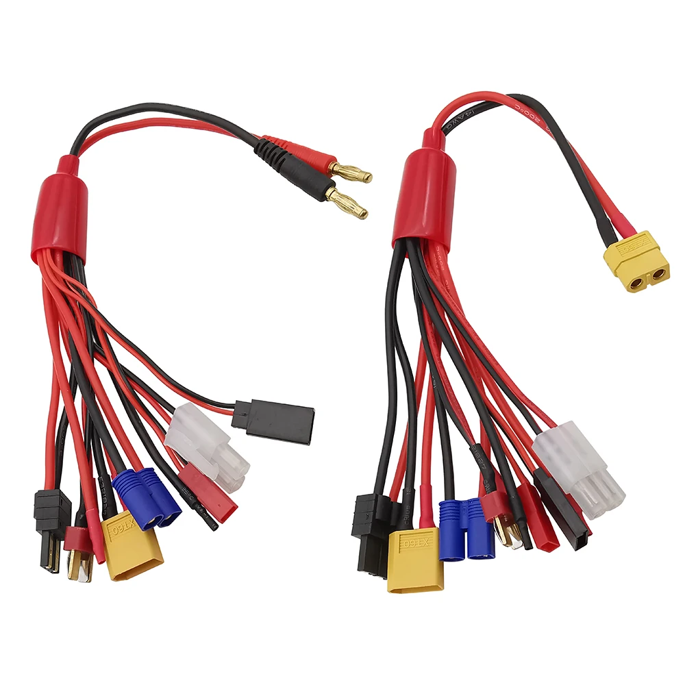 Conector adaptador de cargador 8 en 1 RC, conector Banana EC3 XT60 JST TRX FUTABA TAMIYA T, Cable de plomo para Cable de batería Imax B6 B6AC