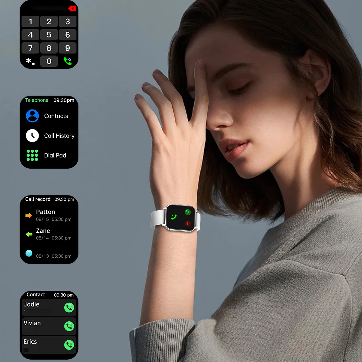 Reloj inteligente de 1,9 ", llamada de diente azul, hombres y mujeres, ritmo cardíaco, salud, asistente de voz deportiva, NFC, información impermeable, reloj inteligente push - imagen 4