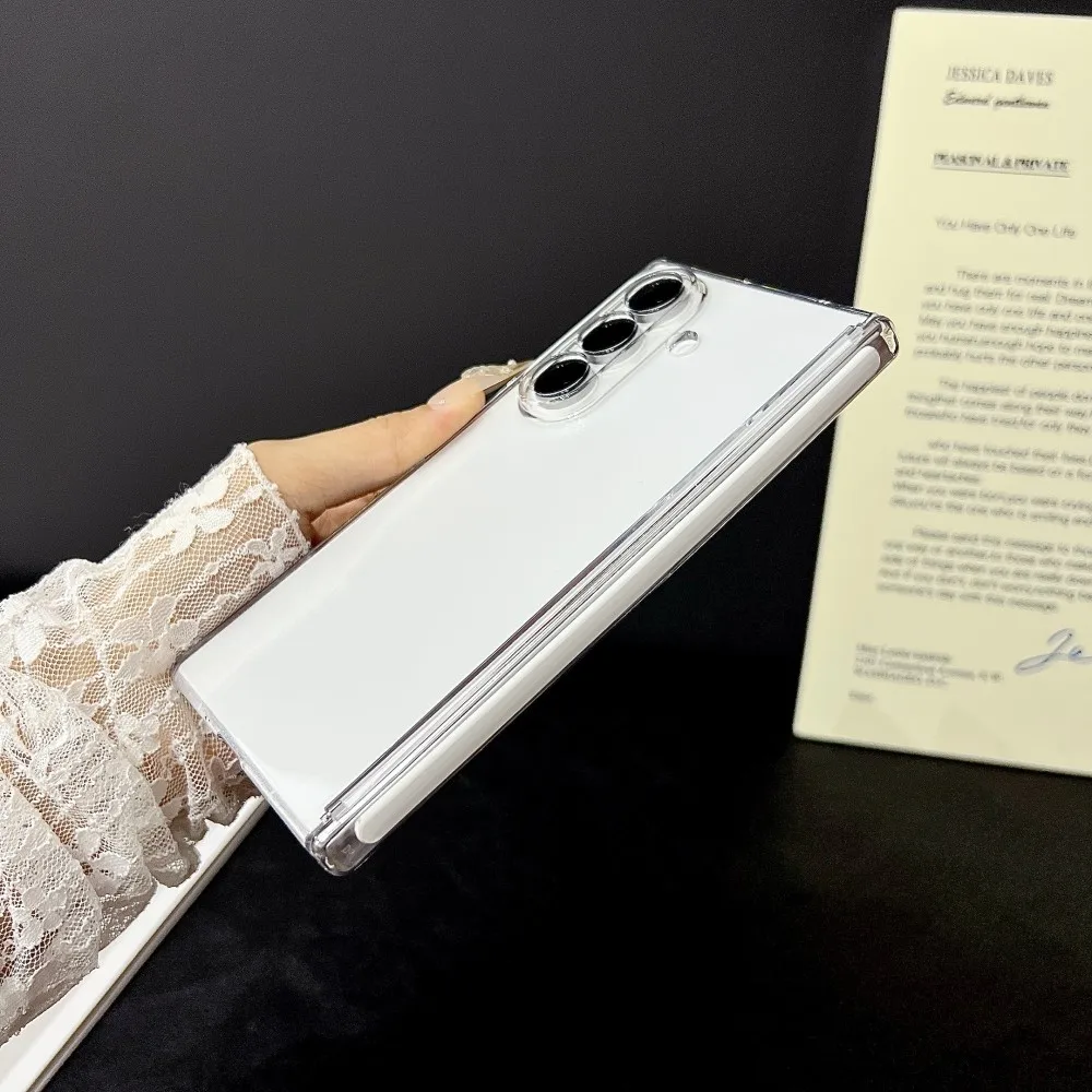 Para Samsung Galaxy Z Fold7 funda dura transparente bisagra media carga inalámbrica magnética protege la contraportada para Z Fold 7 Shell - imagen 3