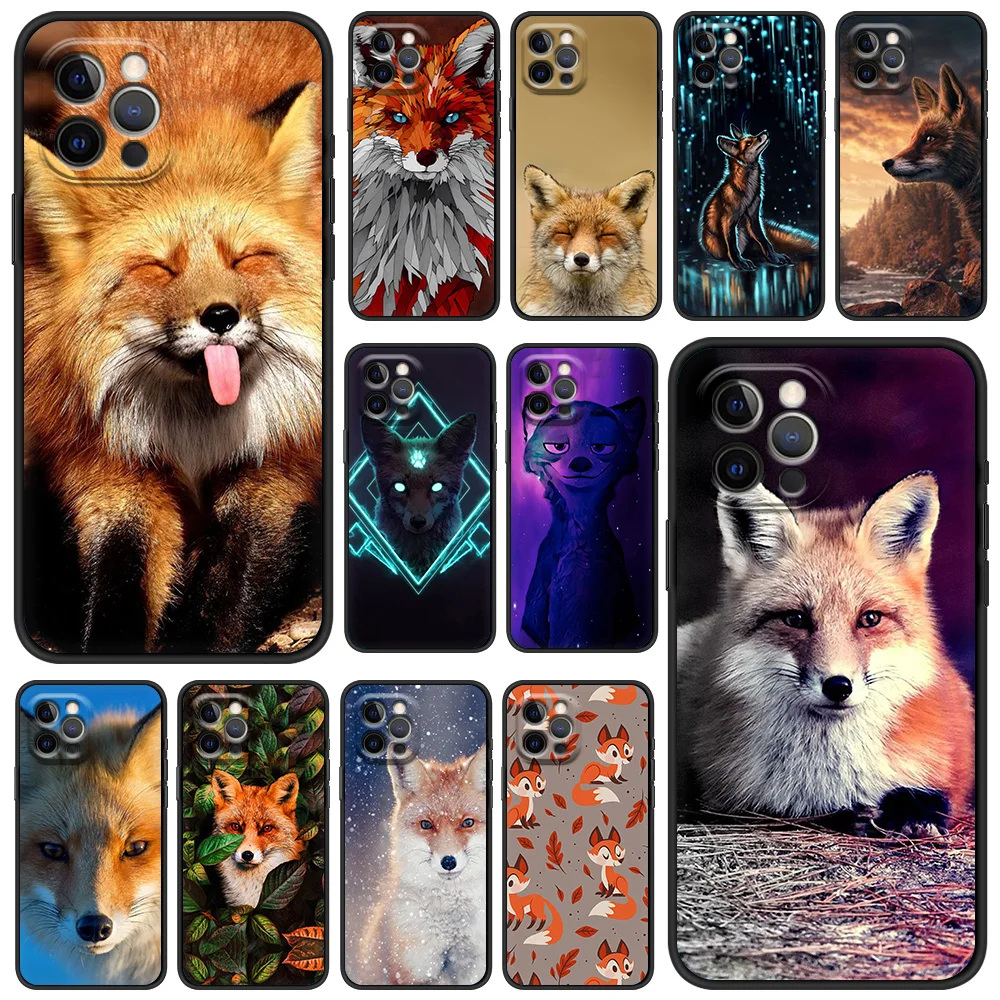 Funda de teléfono con bonito zorro y animal de dibujos animados para iPhone 13, 15, 14, 12, 11 Pro MAX XR X SE XS 7, 8 Plus, funda suave de lujo para iPhone13 15 14