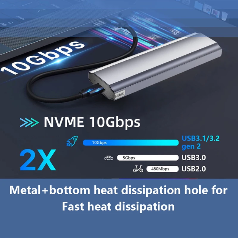 Caja de disco duro UTHAI M11 M.2 SSD, diseño sin herramientas para NGFF/NVME 10G/5G, protocolo Dual tipo C3.1, carcasa de unidad de estado sólido - imagen 3