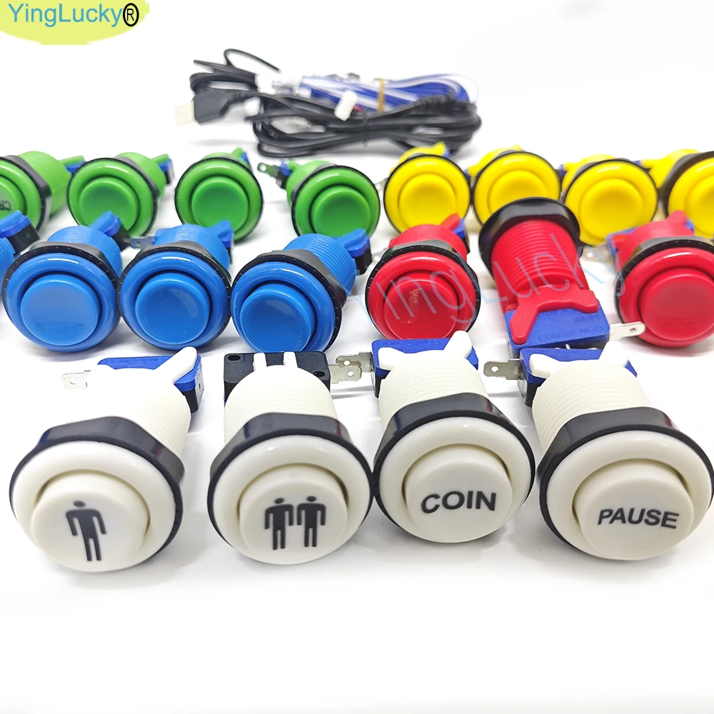 KIT de bricolaje Arcade estilo americano SANWA Joystick HAPP moneda Arcade botón Micro interruptor codificador de retardo cero para PC Raspberry pi - imagen 5