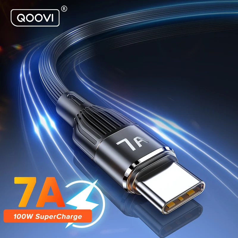 QOOVI-Cable de datos de carga rápida QC3.0, cargador de USB-C para Xiaomi, Samsung, Huawei, OnePlus, Poco F3, 3M, 7A, USB tipo C