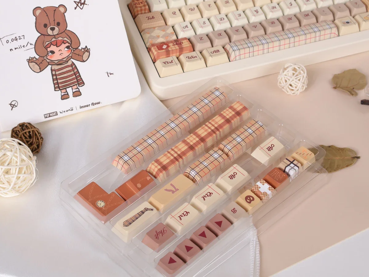 Otoño británico Keycap luz Retro caqui cereza Pbt otoño 141 teclas Keycaps L Enter Key 2,25/2.75U Space Bar Alice Layout Keycaps - imagen 3