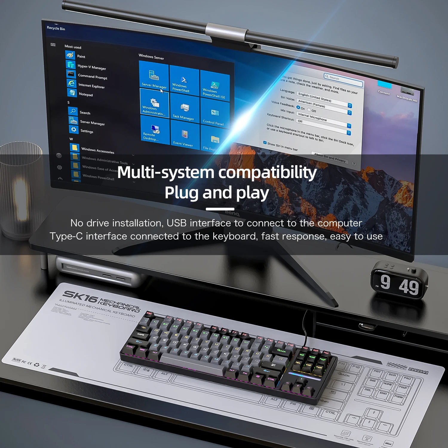 SMAILWOLF SK16 teclado mecánico 87 teclas con cable juego de deportes electrónicos eje azul luminoso ordenador de escritorio de oficina portátil - imagen 3