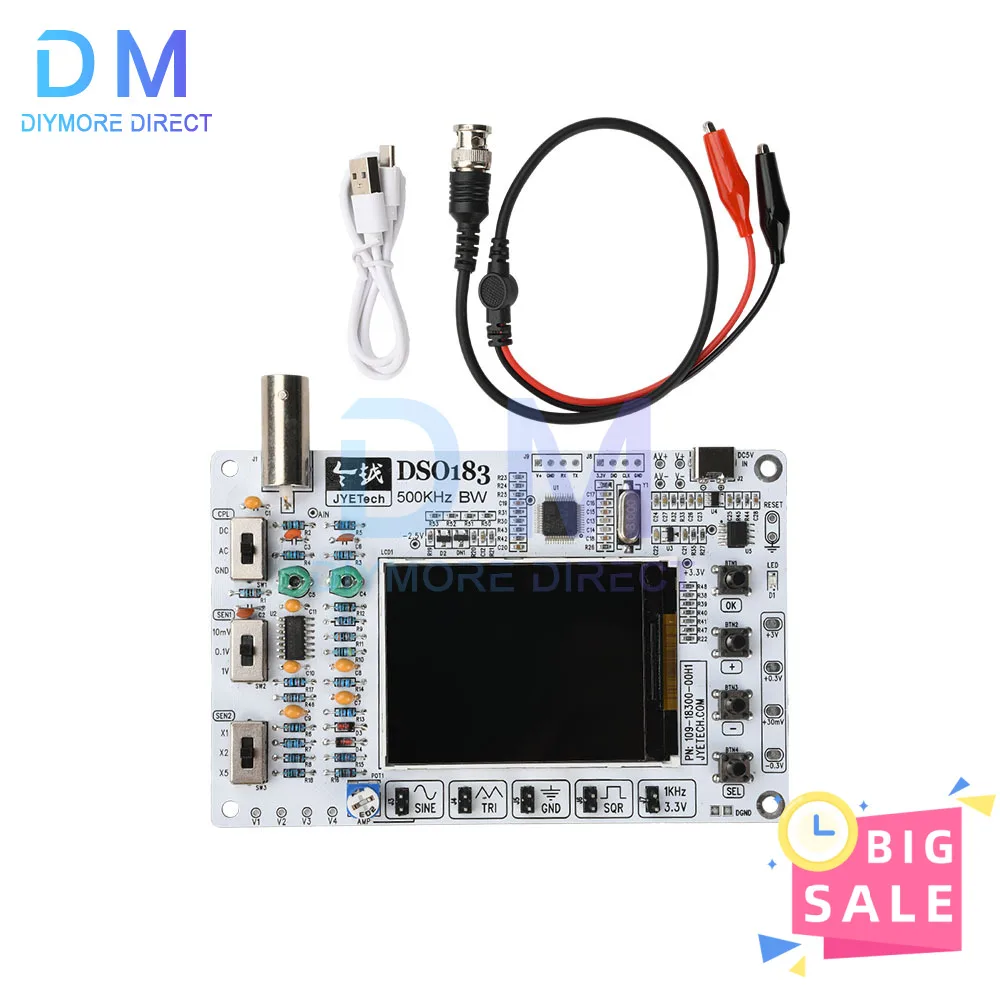 Osciloscopio Digital DC 5V DSO183, pantalla LCD TFT con Clip de prueba de sonda de cocodrilo, osciloscopio portátil DSOO138 de 0-500KHz - imagen 3