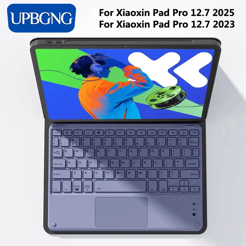 Funda para teclado de tabletas Xiaoxin Pad Pro 12,7 2025, funda para teclado de tabletas inalámbricas Bluetooth para Lenovo Pad Pro, accesorios