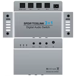 Conmutador SPDIF Toslink 3x1 con Mando IR para PS5
