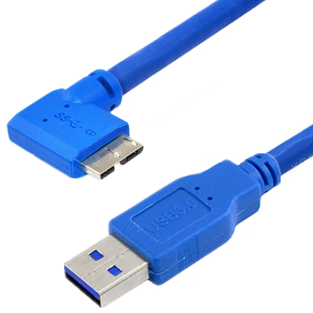 30cm 1M 90 grados en ángulo recto Micro B USB 3,0 sincronización de datos carga Cable corto de 5Gbps para USB3.0 disco duro móvil cámara SLR - imagen 3