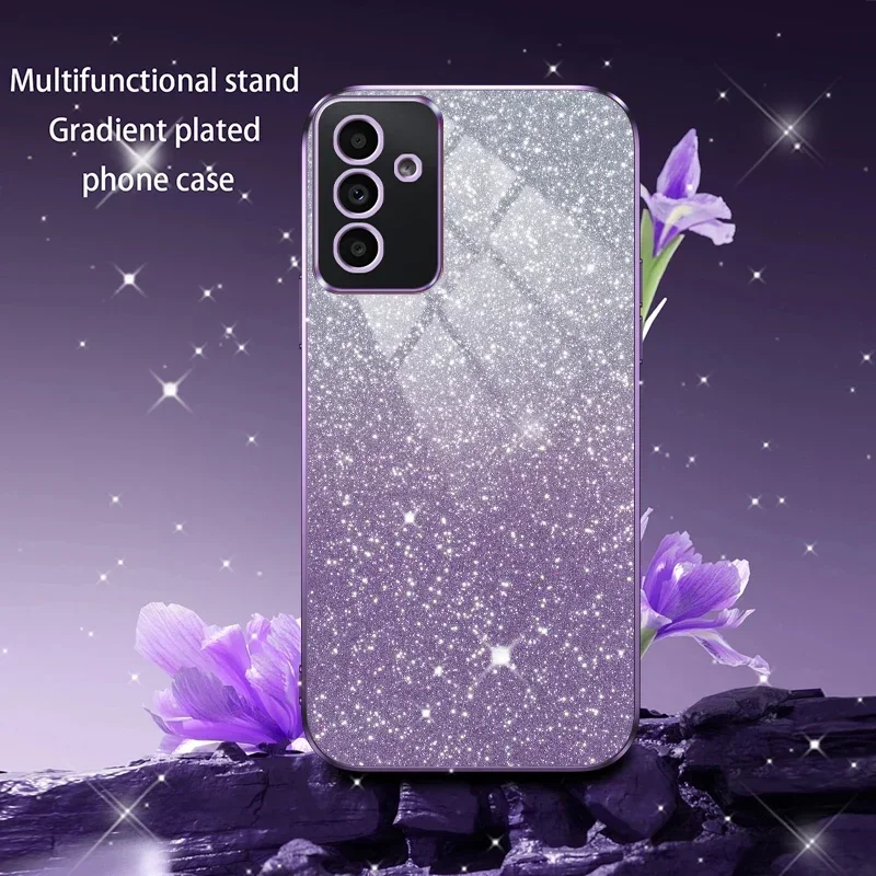 Funda de silicona chapada con purpurina brillante para Samsung Galaxy A55 A17 A35 A25 A15 A05 A05S A54 A34 A24 A14 A04s, funda trasera suave ostentosa - imagen 3