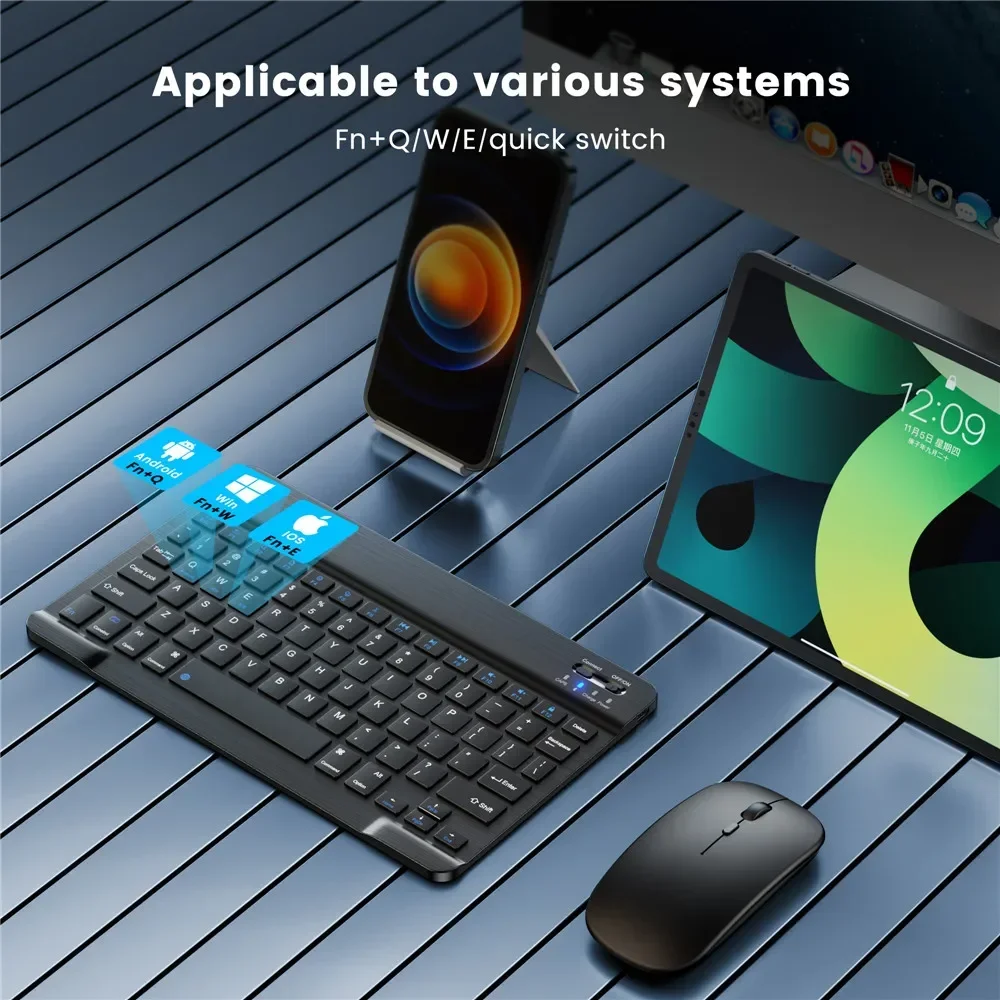 Teclado inalámbrico Bluetooth de 10 pulgadas para tableta ipad teclado inglés y ratón Mini Kit de teclado para ipad Pro 12 9 Air 4 S6 Lite - imagen 4