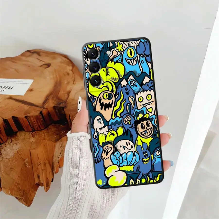 Monster Graffiti Cool funda para Samsung Galaxy A26 A72 A25 A71 A36 A35 A32 A22 A52 A51 A73 A24 A55 A41 A23 A53 teléfono suave negro - imagen 2