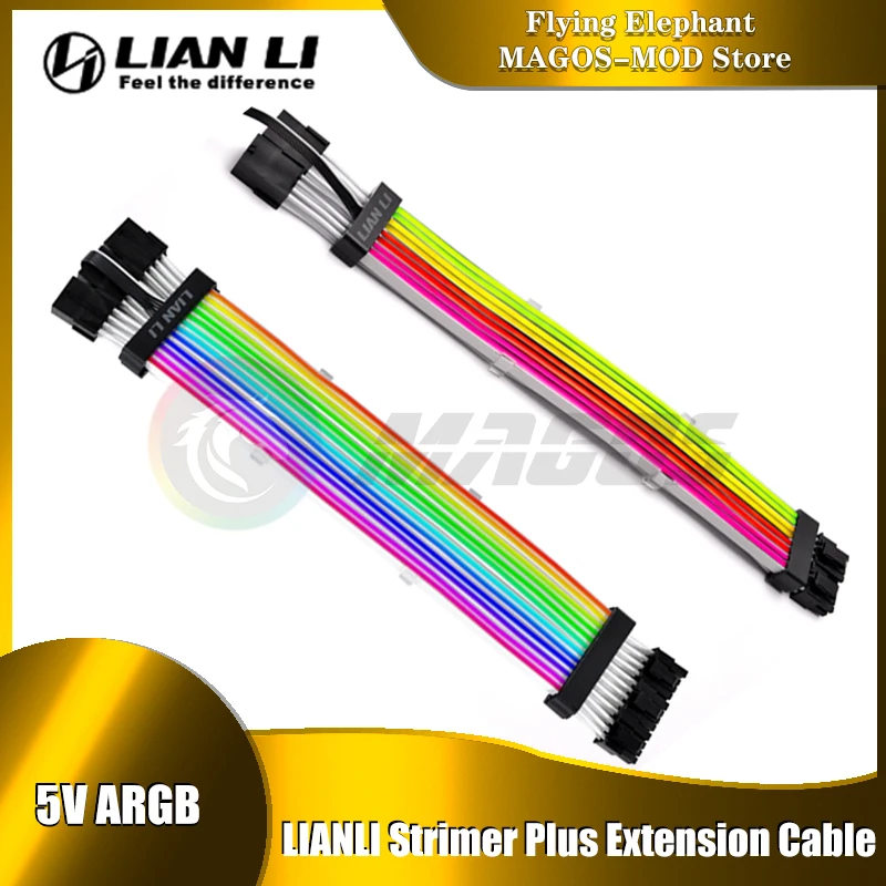 Cable de extensión Strimer Plus Li, Cable de alimentación RGB VGA direccionable, guía de luz arcoíris de silicona Triple de 8 pines - imagen 2