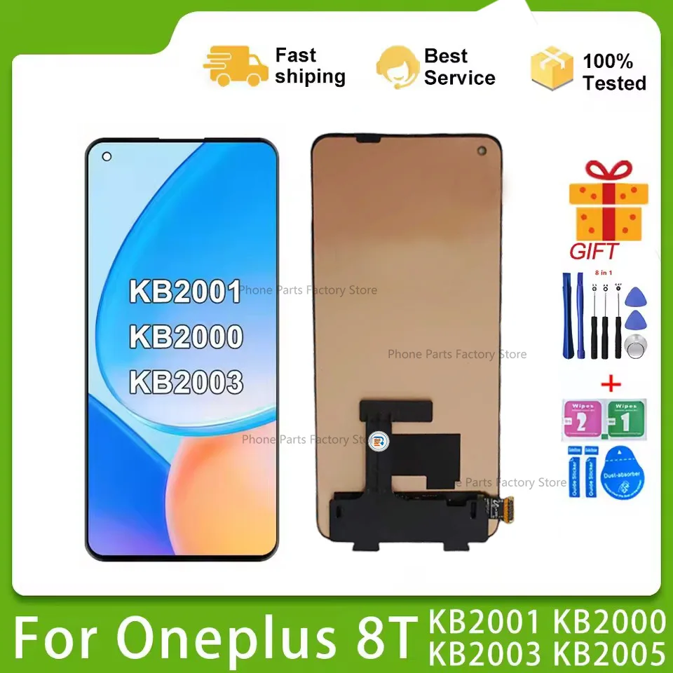 Testado para OnePlus 8T OEM para 1 + 8T probado KB2001 KB2000 KB2003 KB2005 pantalla LCD reemplazo del ensamblaje del digitalizador de pantalla táctil - imagen 3