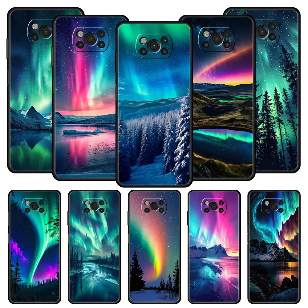 Bonita funda de teléfono northern lights para Xiaomi Poco X6 X5 Pro X4 X3 NFC F5 Pro F4 F3 GT M5 M4 Pro 5G M3 C51 C50 C55