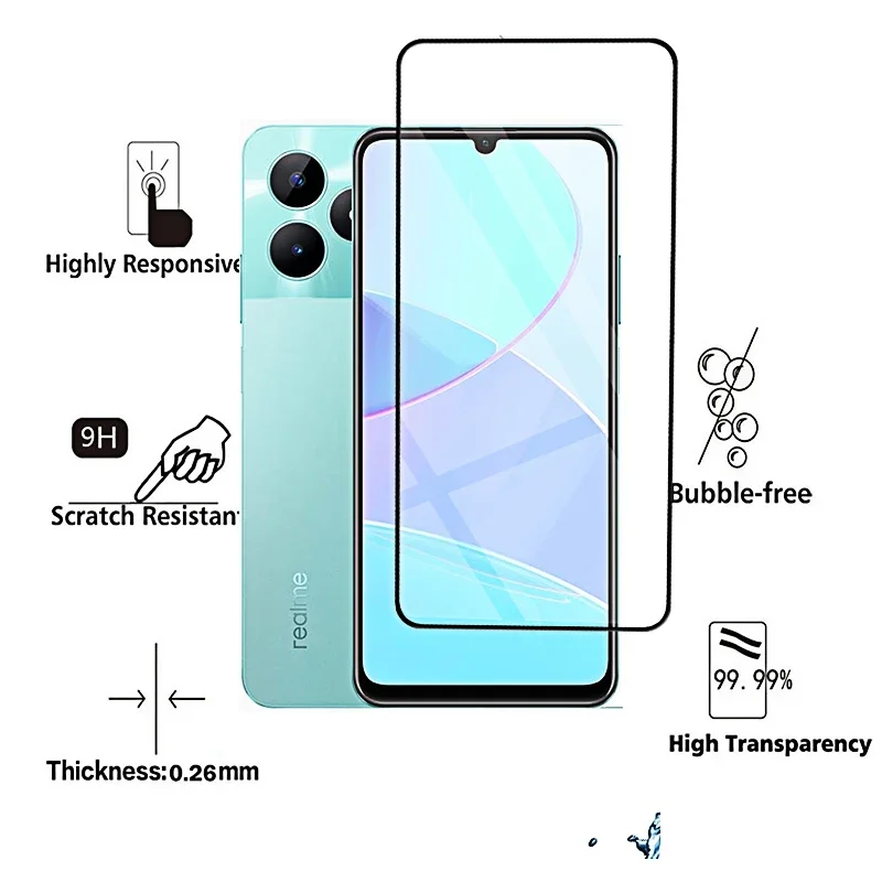 4-1 Uds cubierta completa de vidrio templado para Realme C51 protectores de pantalla C51 C31 C53 C33 C55 C35 c55 c67 vidrio protector C 51 53 55 33 - imagen 4