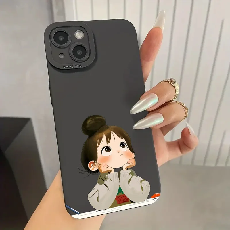 Funda para iPhone 16 15 14 13 12 11 Pro Max XS X XR 7 8 Plus SE 2022 13 Mini funda de teléfono a prueba de golpes con estampado de niña pequeña enojada - imagen 3