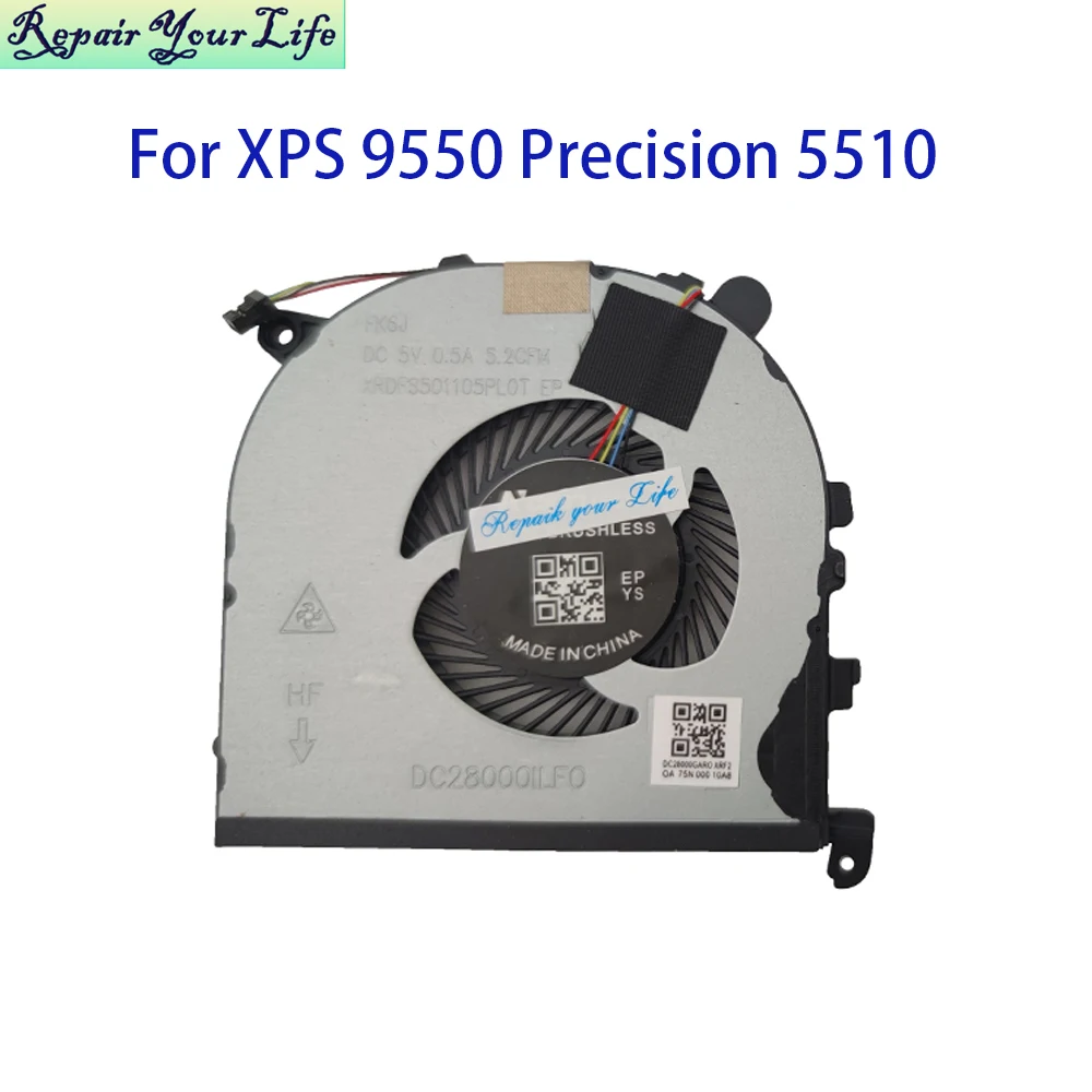 Ventilador de CPU para portátil Dell XPS 15 9550 Precision M5510 5510 0RVTXY 036CV9, ventiladores de radiador de refrigeración para procesador DFS501105PR0T - imagen 2