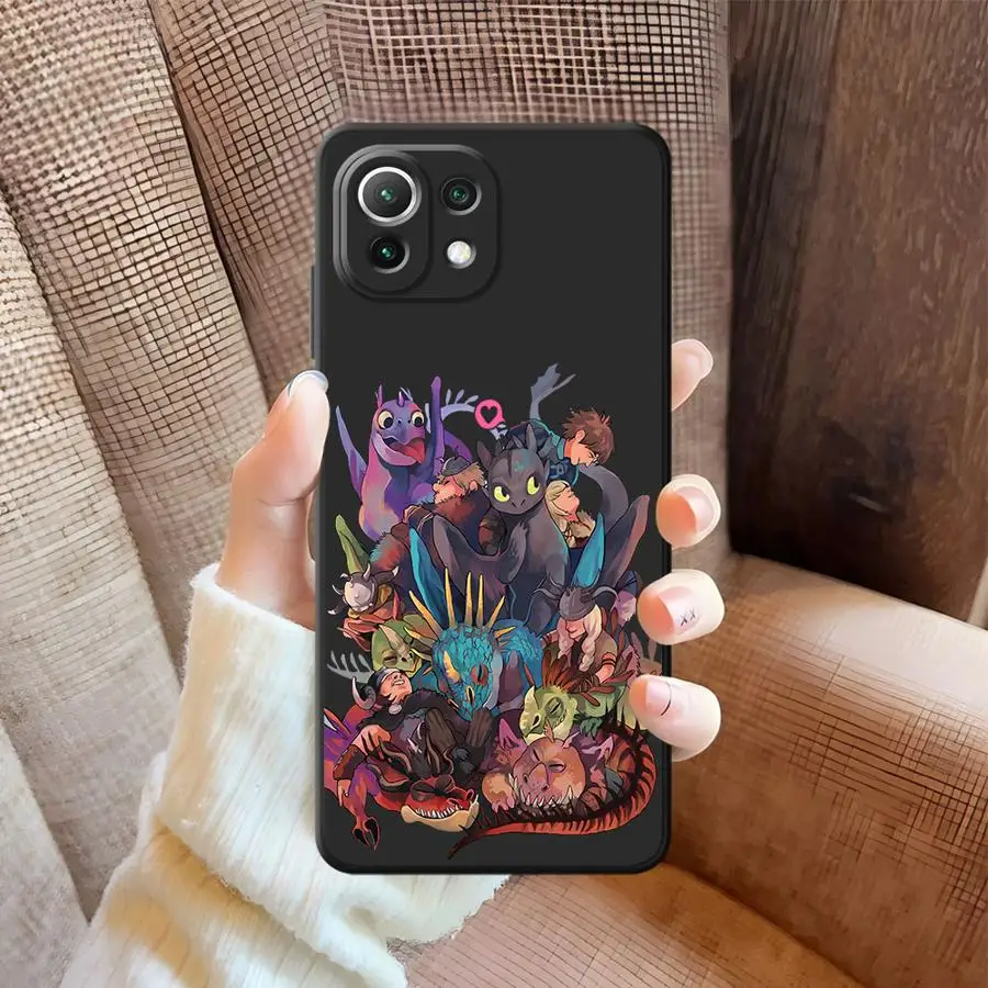 Funda de teléfono suave negra con bonito dragón de dibujos animados para Xiaomi Mi 13 14 15 Pro 12X 10T 11T 12T Pro 11 12 13 Lite - imagen 2